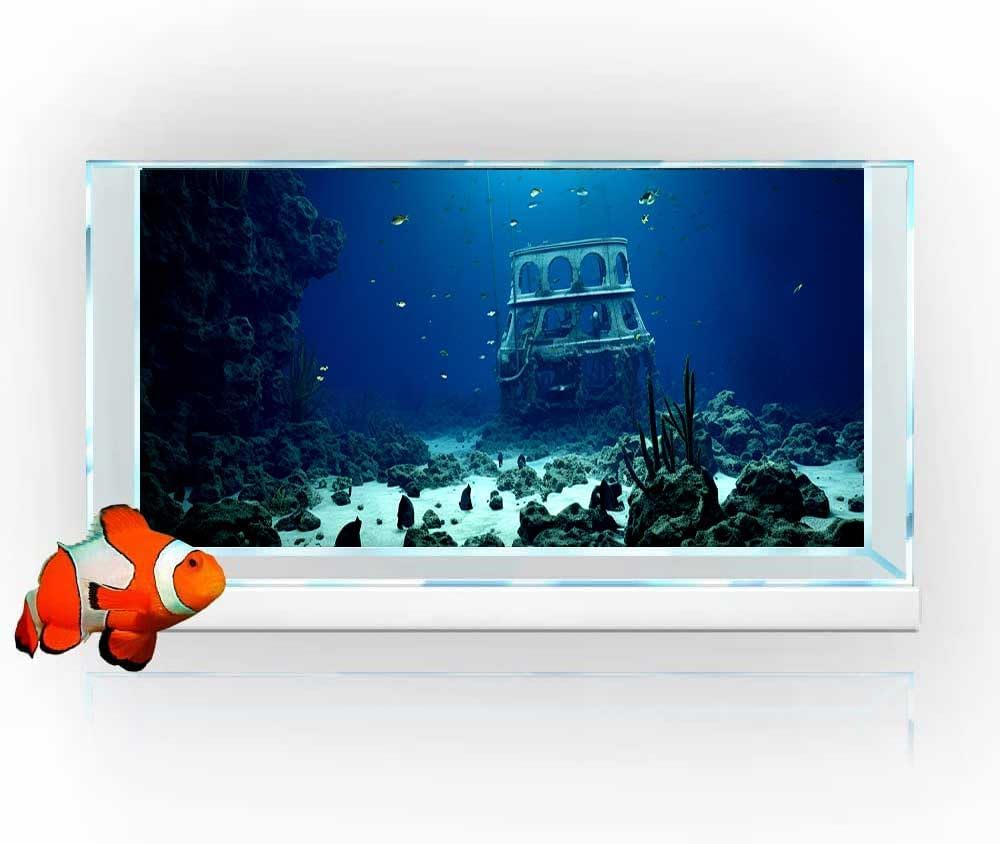 36X24IN Natural Underwater Aquarium Background, Pictures 3D Fish Reef Fish Tank Decoration
