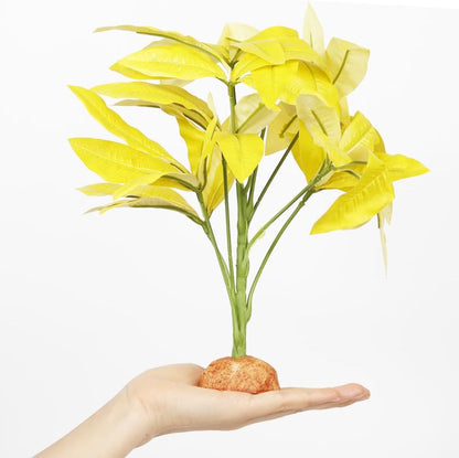 Fake Yellow Money Tree Plant, Reptile Decor for Terrarium, Crested Gecko Tank Accessories fit
