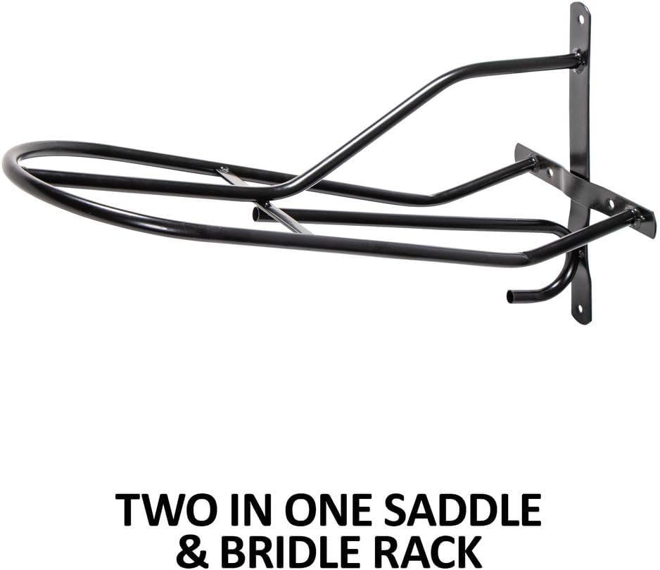 Black English & Western Saddle Rack | Organize Tack Room | Sleek and Durable | PVC Coated Steel |