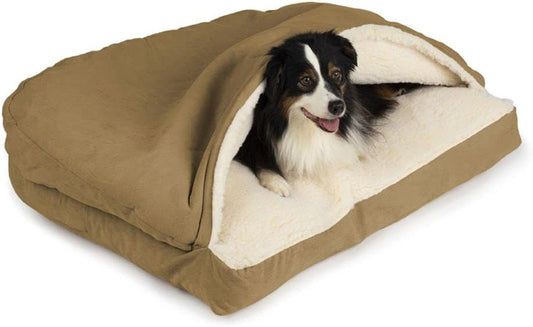 Snoozer Luxury Rectangle Cozy Cave Dog Bed - Indoor Dog Bed with Cover Cave, Covered Calming Burrow