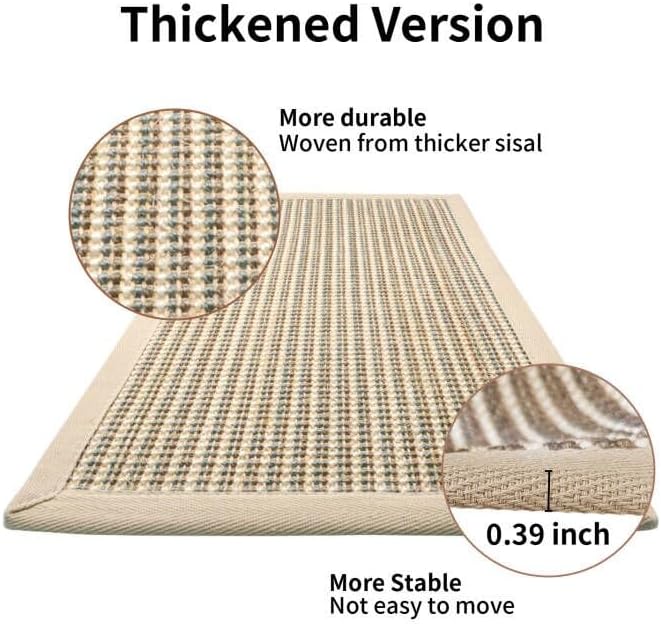 FUKUMARU Cat Scratcher Mat, 23.6 X 15.7 Inch Natural Sisal Cat Scratch Mats, Horizontal Cat Floor