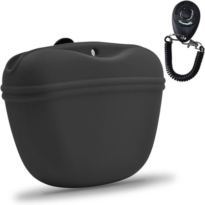 AUDWUD Silicone Dog Treat Pouch,With Dog Training Clicker,Clip on Portable Training