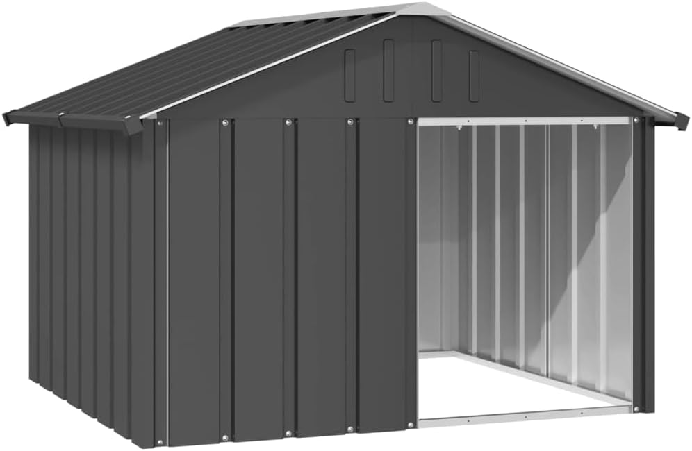 vidaXL Anthracite Dog House | Durable Galvanized Steel Construction | Outdoor Weather Resistant