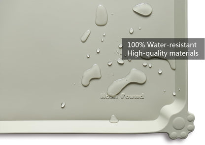 Hoki Found Large Silicone Non Slip Pet Food Mats - Bowl Placemats for Dog Cat - Waterproof - Cream
