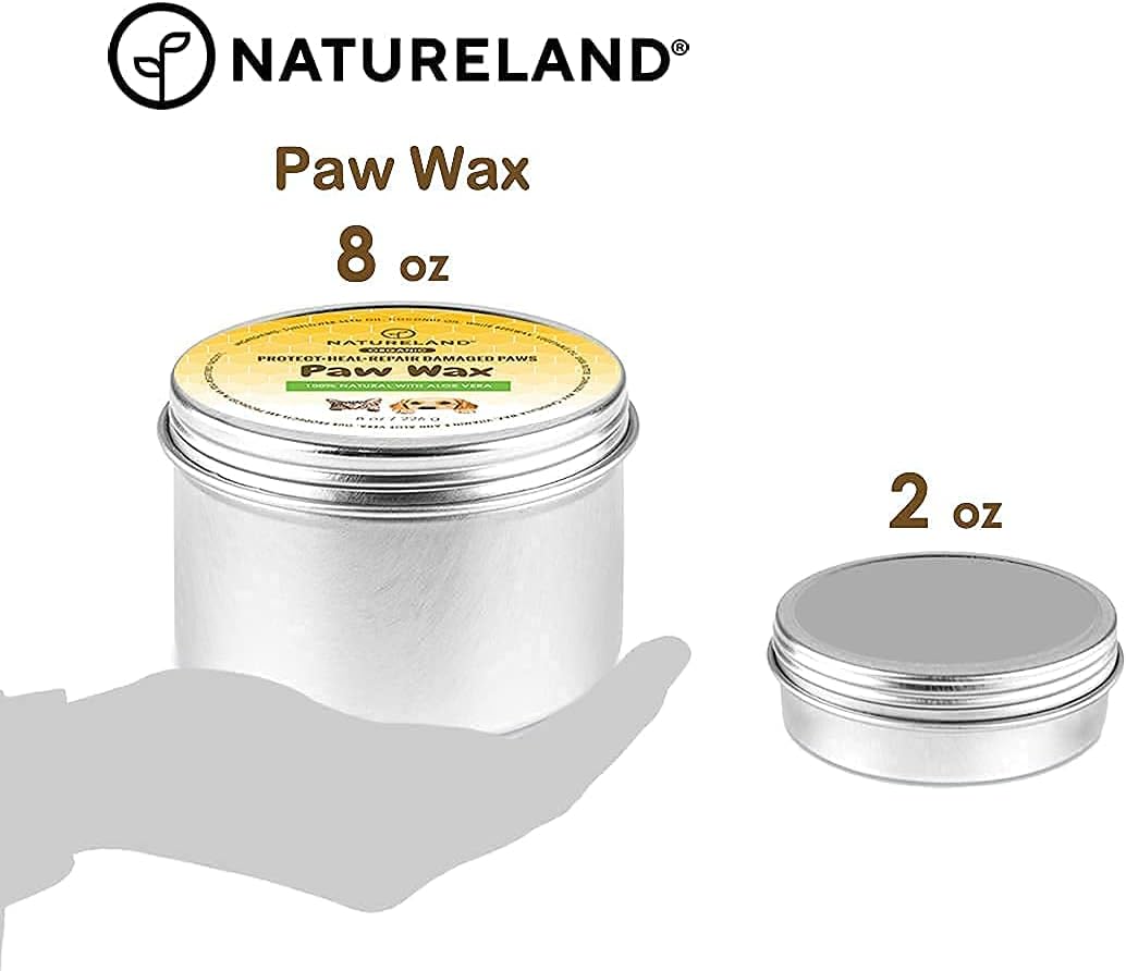 [8 OZ] Natureland Organic Paw Wax for Dogs and Cats, Natural Outdoor Protection to Heal, Repair