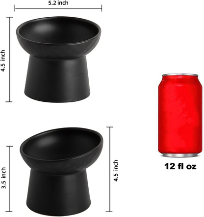 Ceramic Raised Cat Bowls, Elevated Tilted Cat Food and Water Bowls Set, Porcelain Stress Free Pet