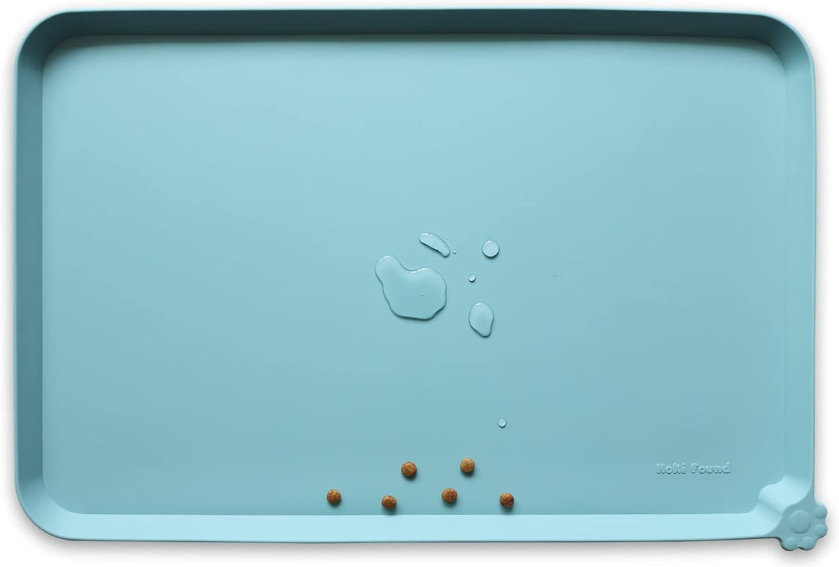 Hoki Found L Silicone Non Slip Pet Food Tray - Dog Cat Bowl Mats - Waterproof Dog Cat Food Mats for