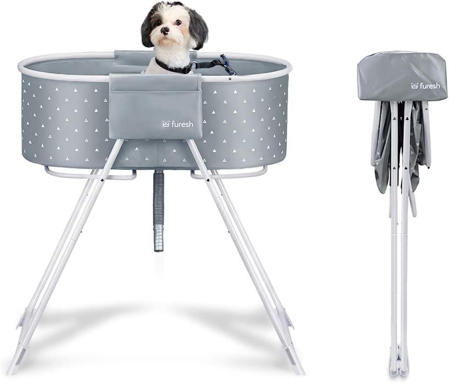 Little Dipper Dog Bath Tub and Wash Station for Bathing Shower and Grooming, Elevated Foldable and