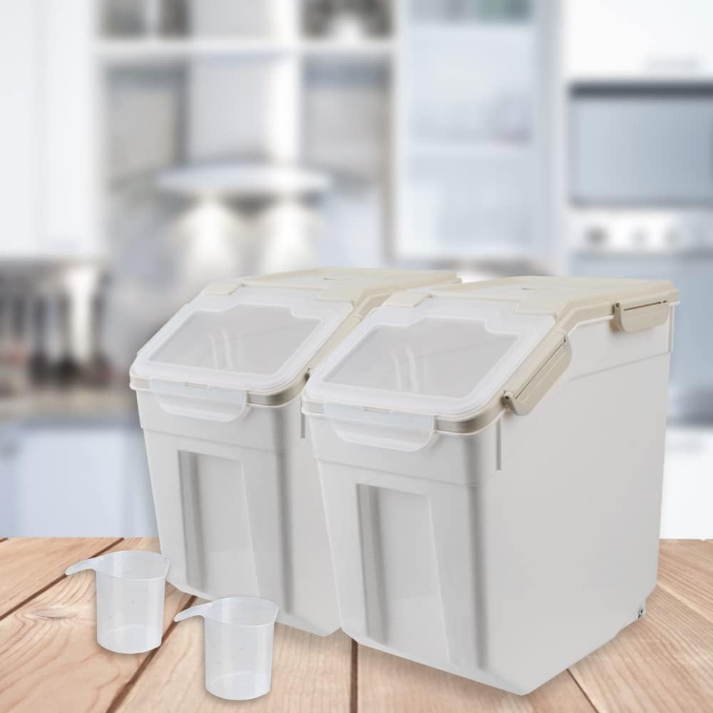 AnRui Rice Storage Container 50LB, Airtight Flour Storage Containers, Plastic Cereal Grain