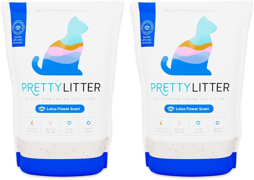 PrettyLitter Health Monitoring Cat Litter, Scented Lotus Flower, Non-Clumping Crystal Litter, 6 lbs