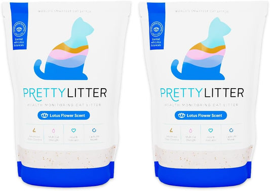 PrettyLitter Health Monitoring Cat Litter, Scented Lotus Flower, Non-Clumping Crystal Litter, 6 lbs