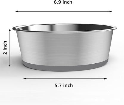 YINGFAN Stainless Steel Dog Bowls, 2 Pack Metal Dog Bowls with Non-Slip Rubber Base, Durable Food