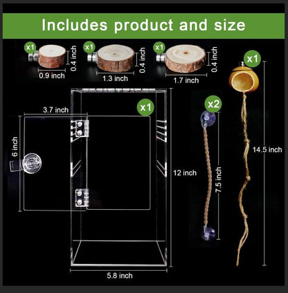 Spider Terrarium Kit, Jumping Spider Enclosure with Hideout, Rope Bridge, Ledge Ladder, Micro
