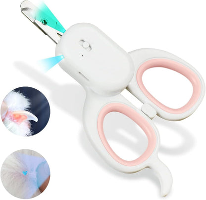 PAKEWAY Pet Nail Clipper with LED & -U-V Light, Cat Claw Trimmer with Ultra Bright LED Light for