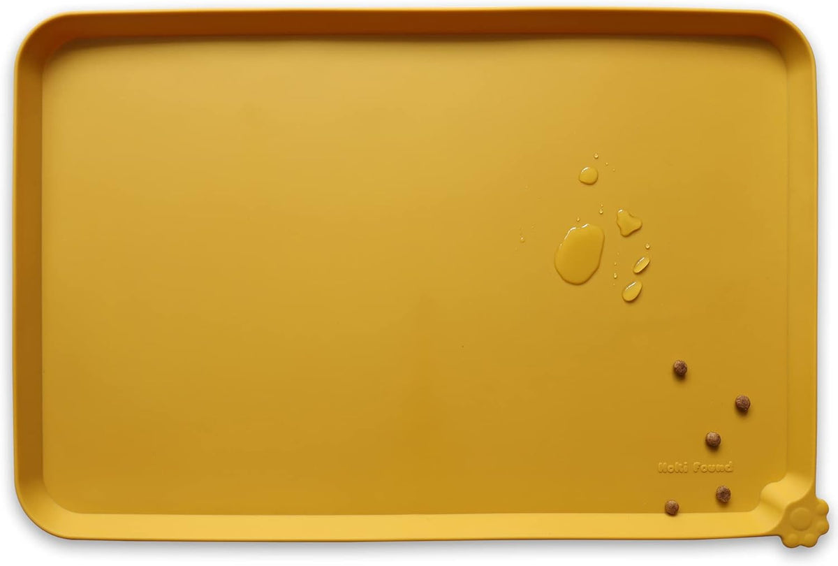 Hoki Found L Silicone Non Slip Pet Feeding Mats - Waterproof Dog Cat Food and Water Mats for Carpet