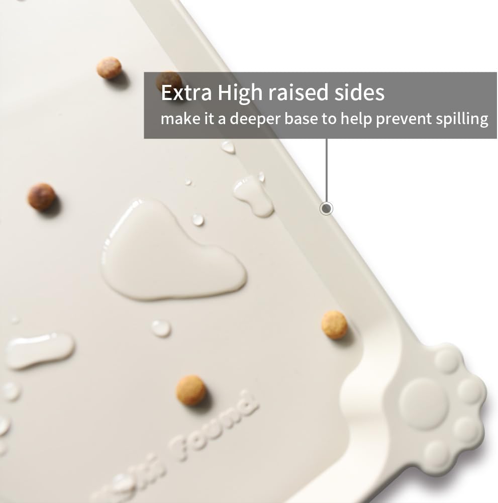 Hoki Found X-Large Silicone Non Slip Pet Food Mats - Tray for Dogs, Cats - Waterproof, Suitable for