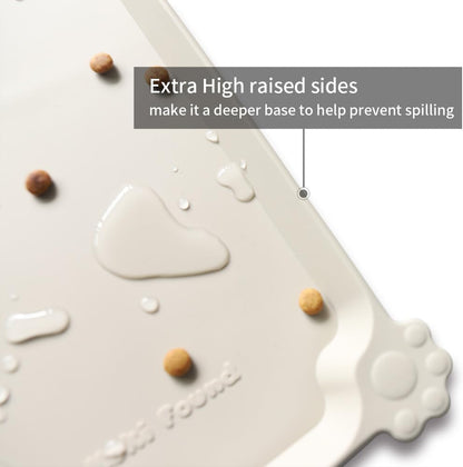 Hoki Found L Silicone Pet Food Mats - Non Slip Cat & Dog Bowl Mats - Waterproof & Carpet Safe