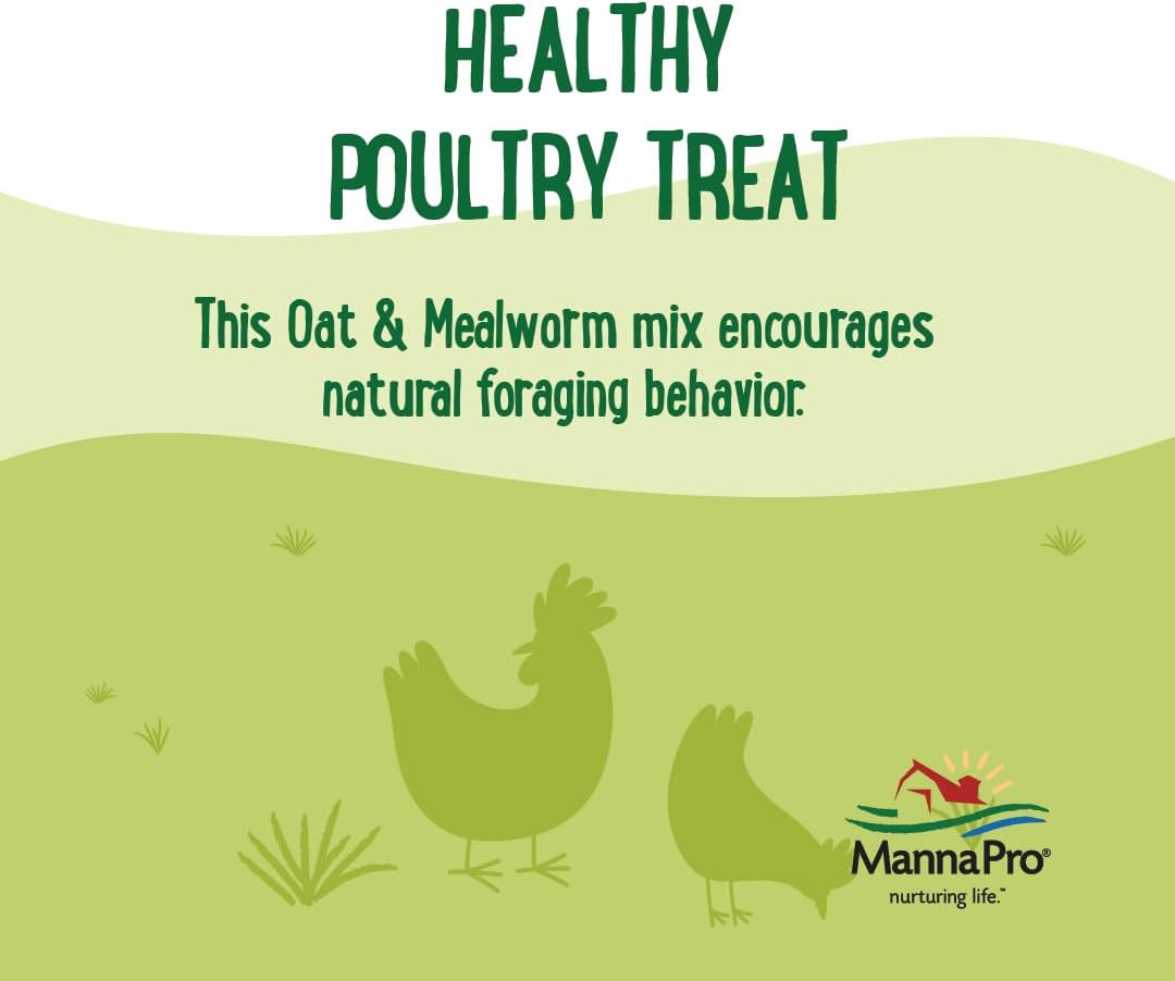 Manna Pro Farmhouse Favorites Oat & Mealworm Mix Poultry Treat – Natural Protein Source