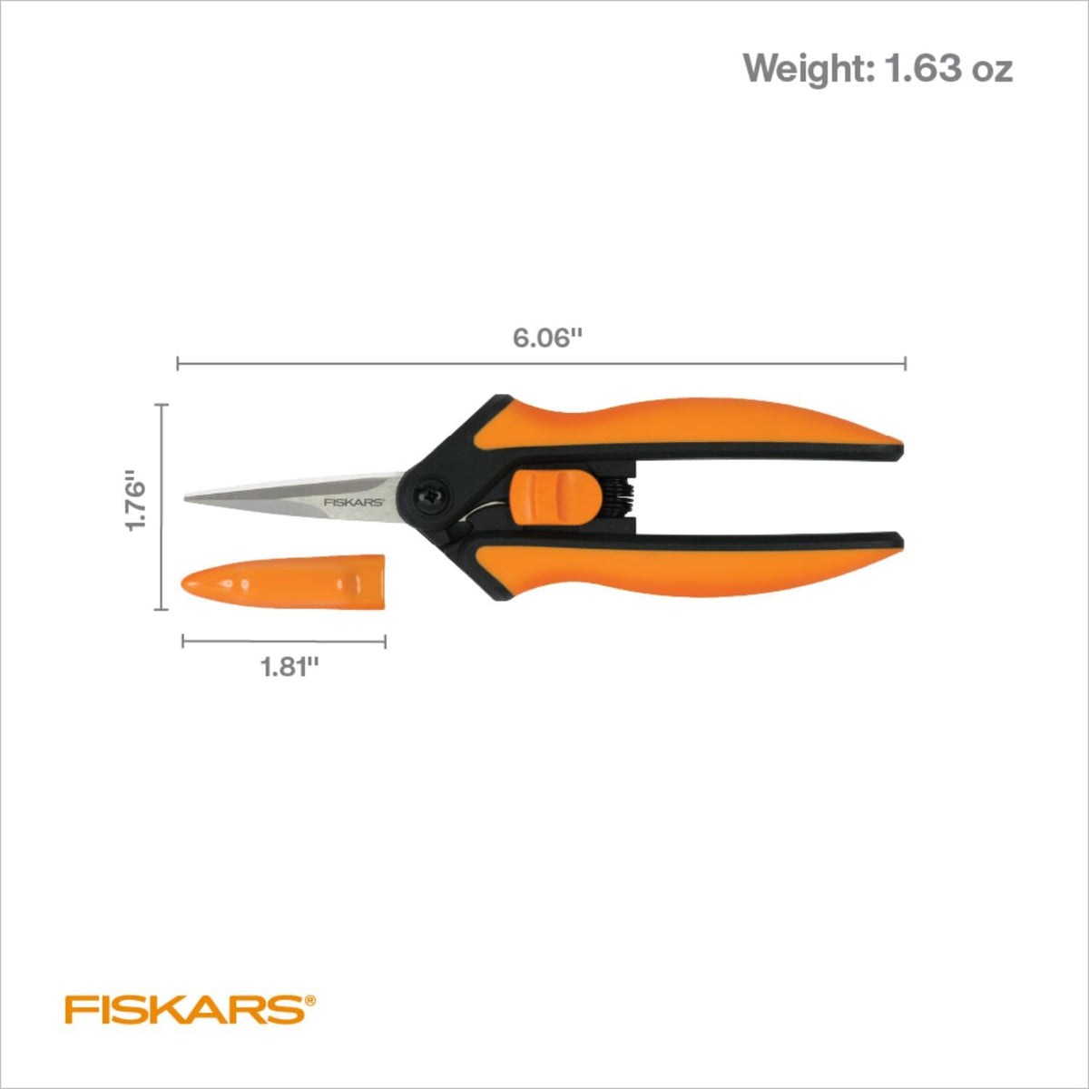 Fiskars Micro-Tip Pruning Snips - 6" Garden Shears with Sheath and Comfort Grip - Sharp Steel