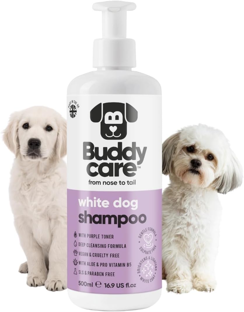 White Dog Shampoo by Buddycare | Dry Skin & Itchy Skin Relief for Smelly Dogs | Deep Cleansing