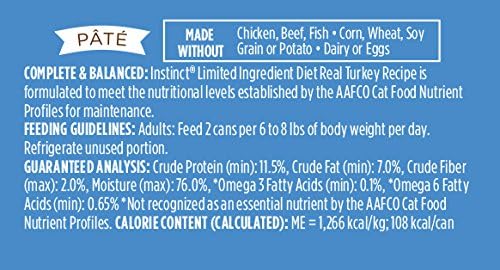 Instinct Limited Ingredient Diet, Natural Wet Cat Food, Grain Free Recipe - Real Turkey, 3 oz. Cans