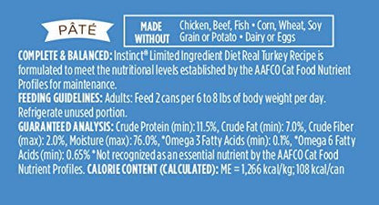 Instinct Limited Ingredient Diet, Natural Wet Cat Food, Grain Free Recipe - Real Turkey, 3 oz. Cans