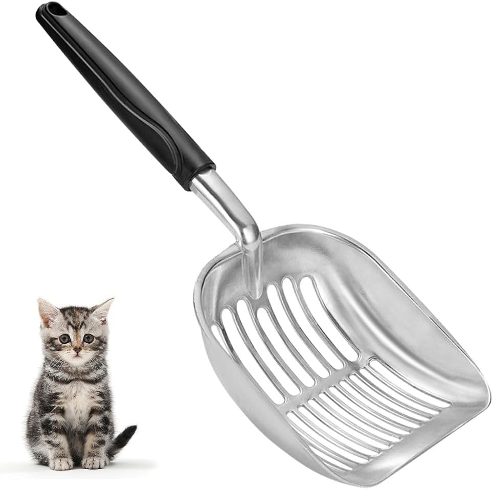 Cat Litter Scoop - Sturdy Mesh Scooper,Long Handle Cat Scooper,Aluminum Alloy Sifter Metal