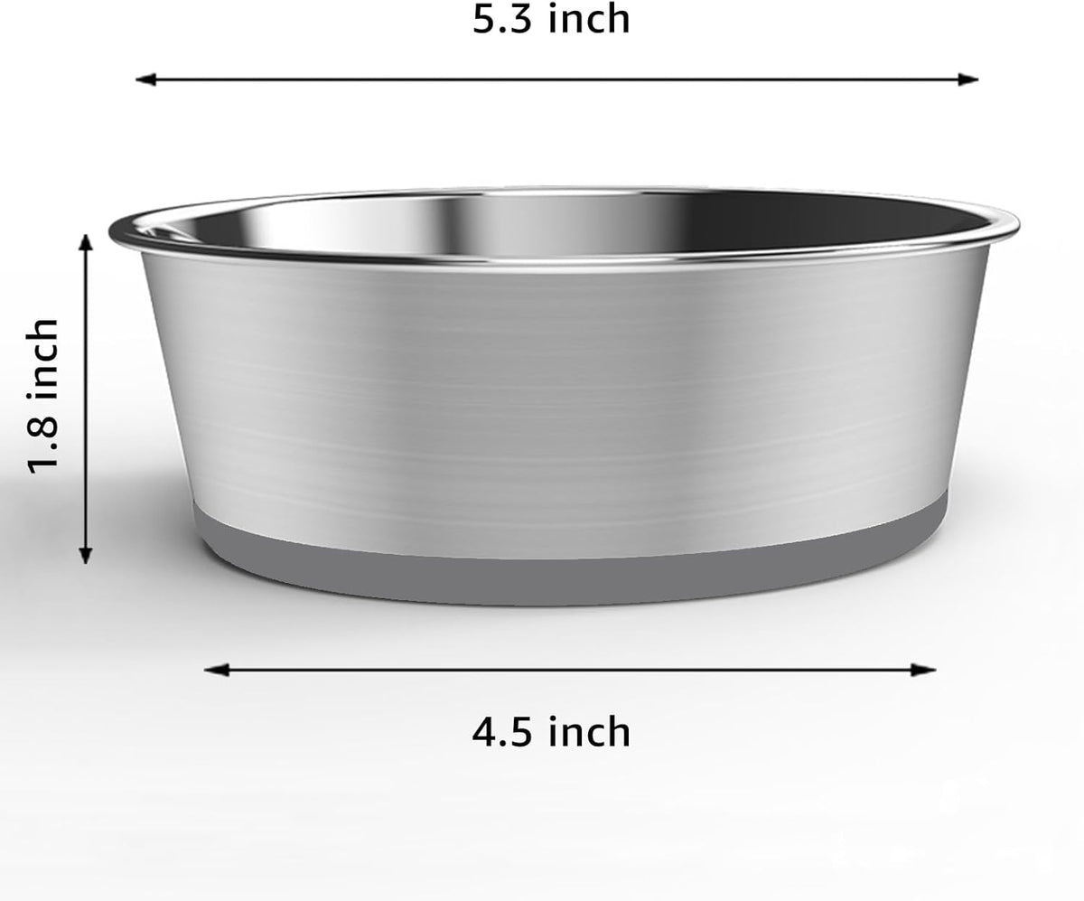 YINGFAN Stainless Steel Dog Bowls, 2 Pack Metal Dog Bowls with Non-Slip Rubber Base, Durable Food