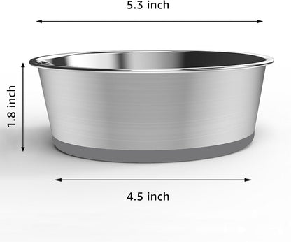 YINGFAN Stainless Steel Dog Bowls, 2 Pack Metal Dog Bowls with Non-Slip Rubber Base, Durable Food