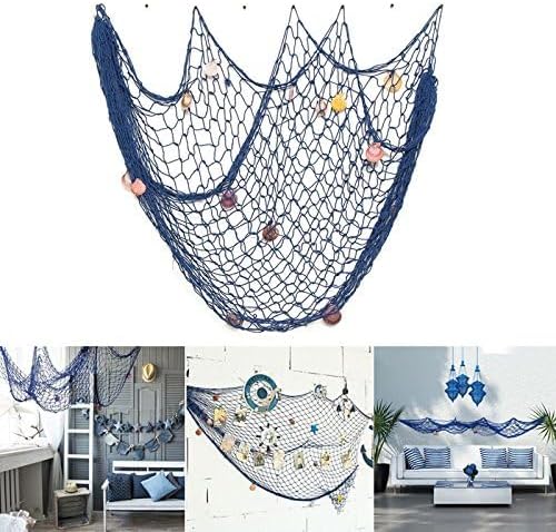 Rosoz Nautical Decorative Fishing Net, Sea Theme Fish Net Decor for Party/Wall Decoration