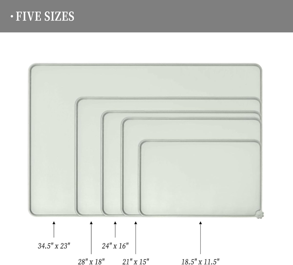 Waterproof Pet Feeding Mat with High Raised Edges, Heavier and Thicker Placemats for Cat Dog Water
