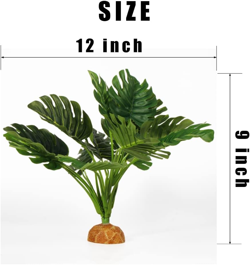 Fake Monstera Plants, Reptile Terrarium Decor, Bearded Dragon Tank Accessories fit Crested Gecko