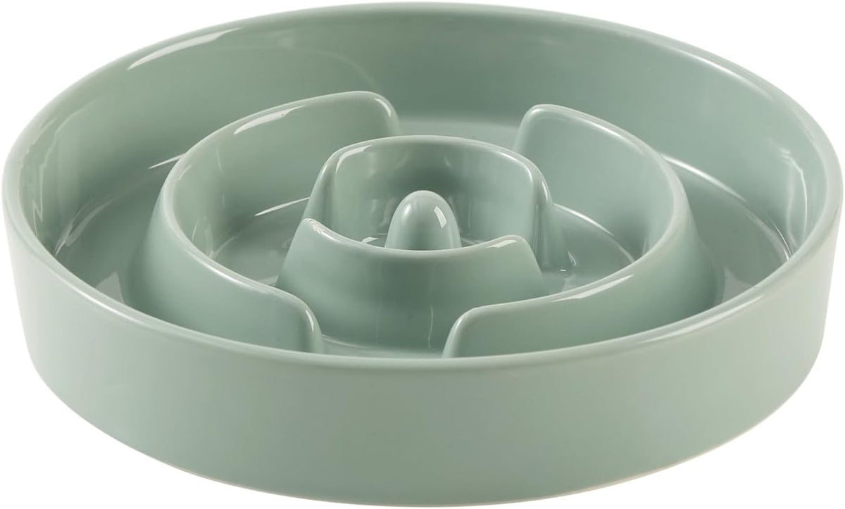 7.3inch Ceramic Slow Feeder Dog Bowl for Medium and Large Breed, Puzzle Dog Food Dish