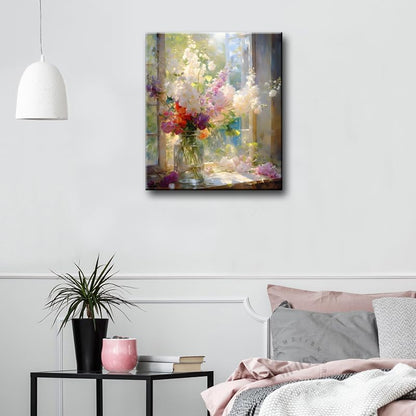 weiyiart Colorful Floral Bathroom Wall Art, Watercolor Flower Canvas Wall Decor, Farmhouse Nature