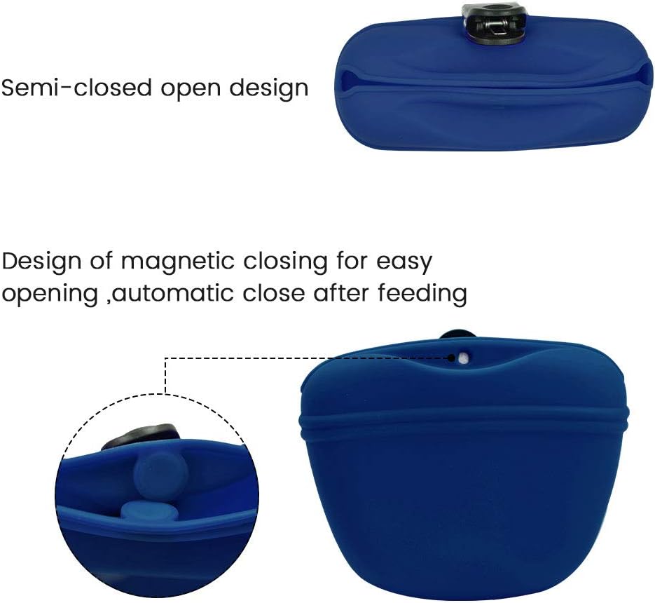 AUDWUD Silicone Dog Treat Pouch,Clip on Portable Training Container,Convenient Magnetic Buckle