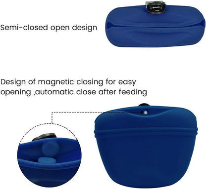 AUDWUD Silicone Dog Treat Pouch,Clip on Portable Training Container,Convenient Magnetic Buckle