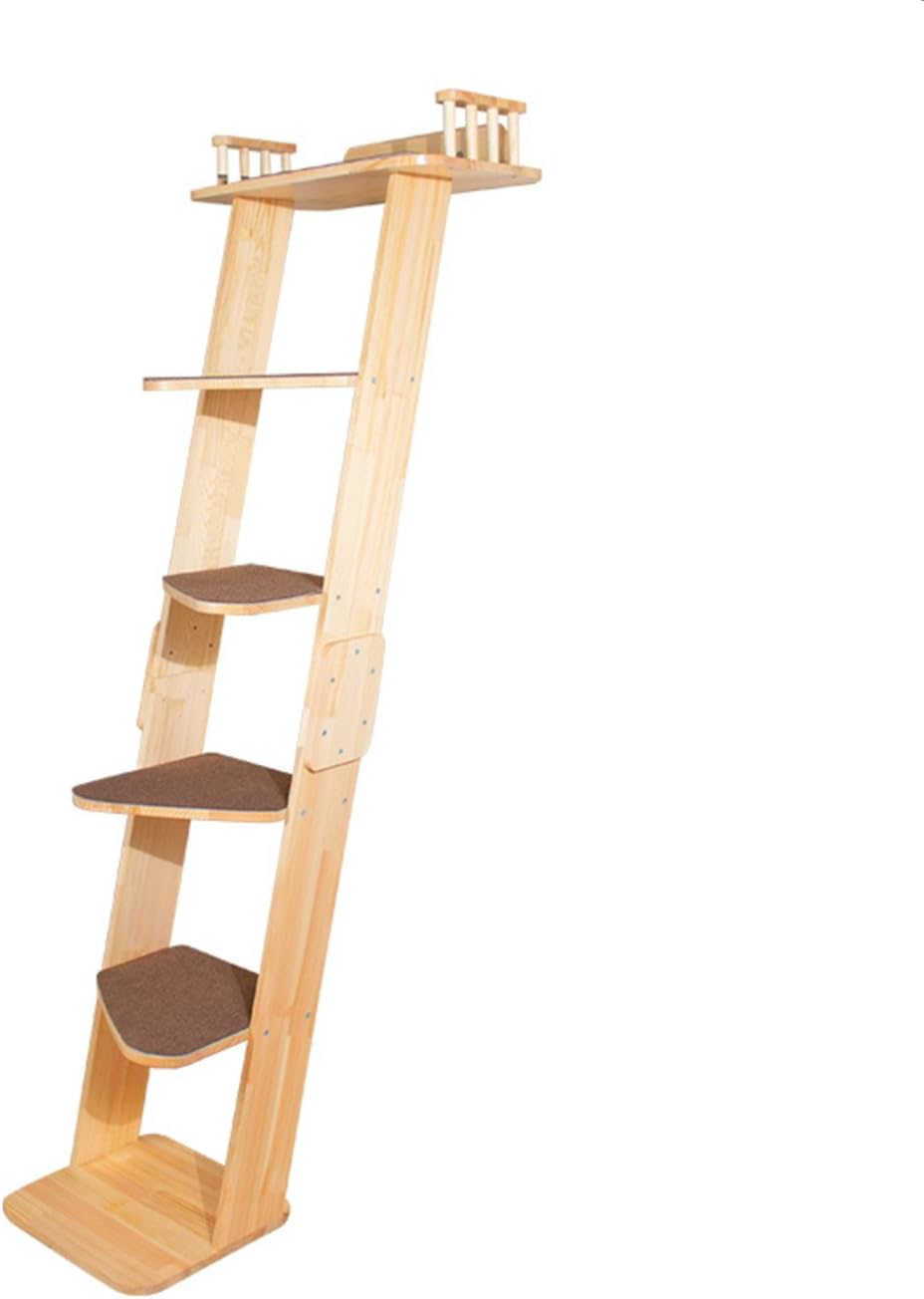 Modern 70“ Tall 6 Level Leaning Cat Climbing Ladder Tree Tower Condo with Large Perch Platform for