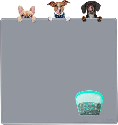KVK Extra Extra Large Silicone Dog Food Mat 39.4×43.3in and 128oz Silicone Bag Set, Super Size