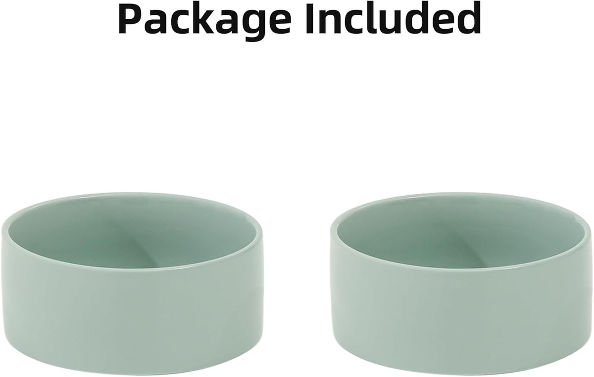 Ceramic 6.1inch Dog Bowls for Small and Medium Breed Dog Dish Pet Food and Water Bowl (Set of 2
