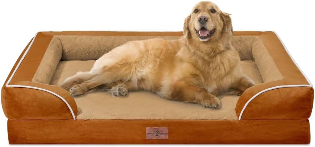 Comfort Expression XL Orthopedic Dog Beds, Waterproof Extra Large Dog Beds with Bolster, Washable