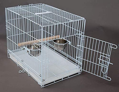 Pet Products Metal Portable Travel Vet Bird Parrot Carrier Cage Prevent Beaks Out White, 19-Inch by