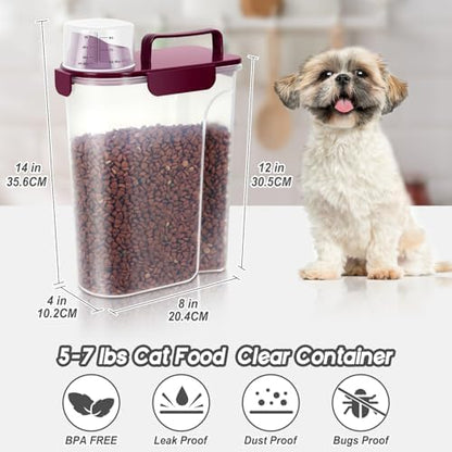 10-20Lbs Portable Cat Dog Food Storage Container with Upgraded Large Spout and Cup Dispenser for