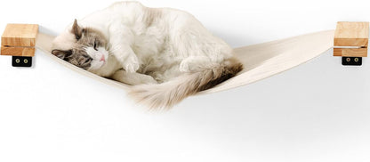 FUKUMARU Cat Wall Furniture, 34 x 13 inch Cats Hammock Shelves, Rubberwood Kitten Window Perch