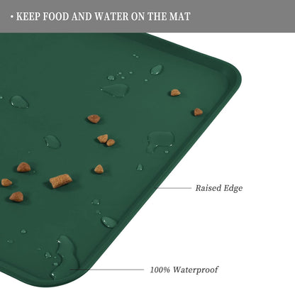 Waterproof Pet Feeding Mat with High Raised Edges, Heavier and Thicker Placemats for Cat Dog Water