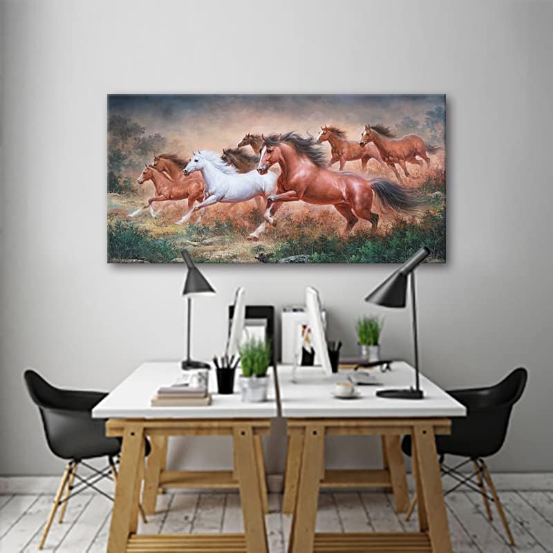 Yxbhhym Large Horse Wall Art Pictures Animal Canvas Prints Eight Running Horses Paintings Posters