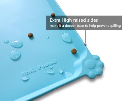 Hoki Found X-Large Silicone Pet Food Mats Tray - Non Slip Pet Dog Cat Bowl Mats Placemat - Dog Pet