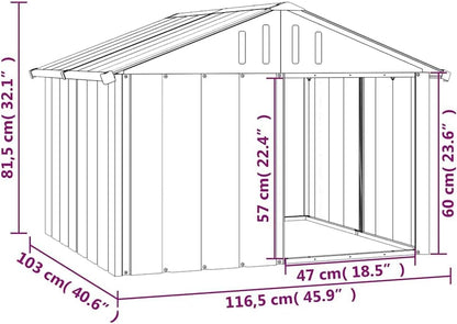 vidaXL Dog House - Durable Galvanized Steel Construction - Weatherproof Dog Kennel - Easy Access