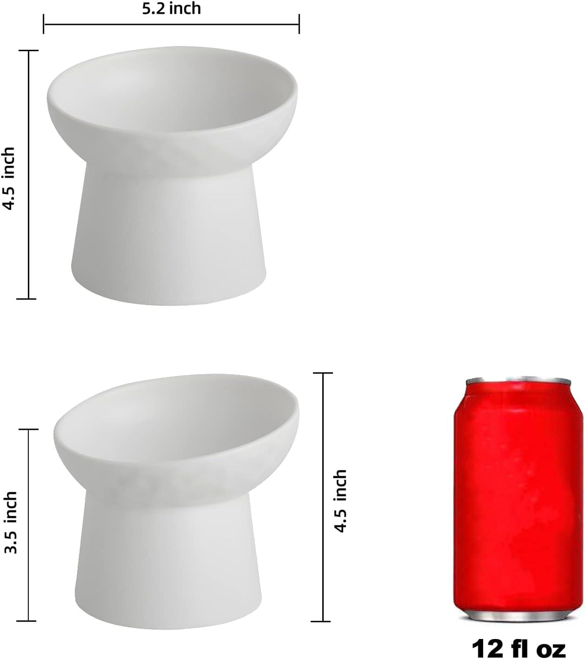 Ceramic Raised Cat Bowls, Elevated Tilted Cat Food and Water Bowls Set, Porcelain Stress Free Pet