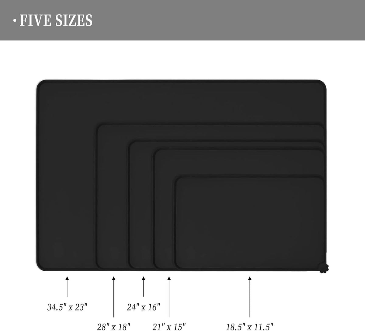 Waterproof Pet Feeding Mat with High Raised Edges, Heavier and Thicker Placemats for Cat Dog Water