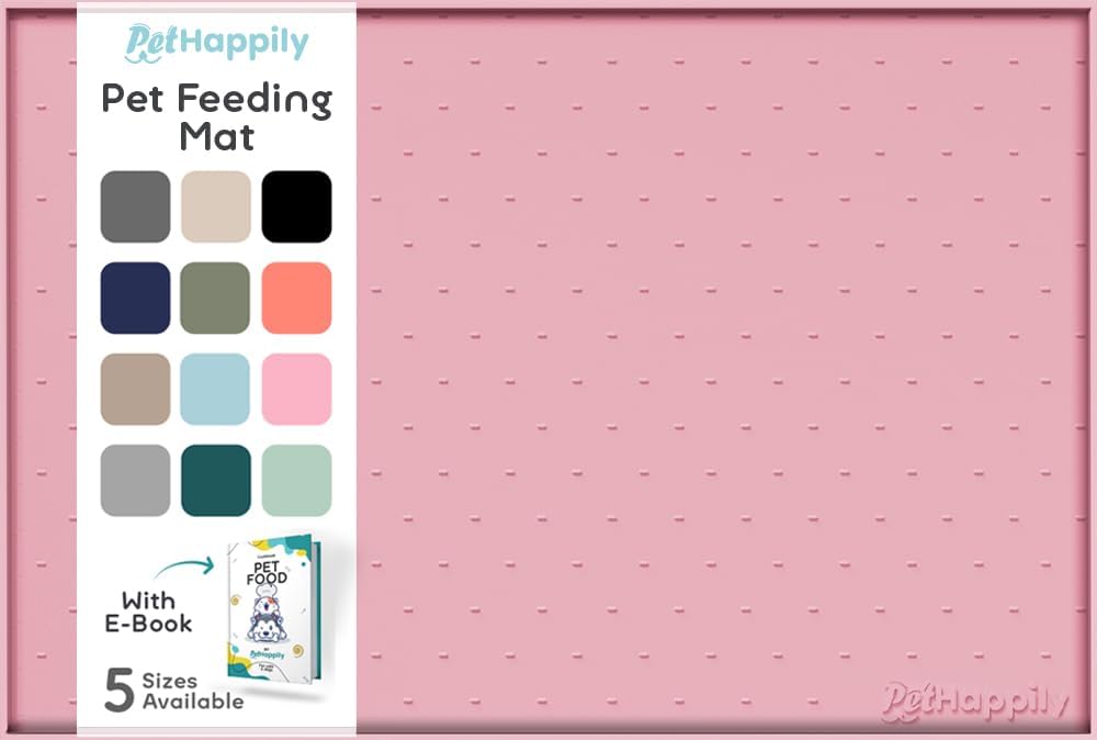 Dog Food Mat - 28x18 Raised Edges Dogs Mat for Food and Water Prevent Spill, Waterproof Cat Food
